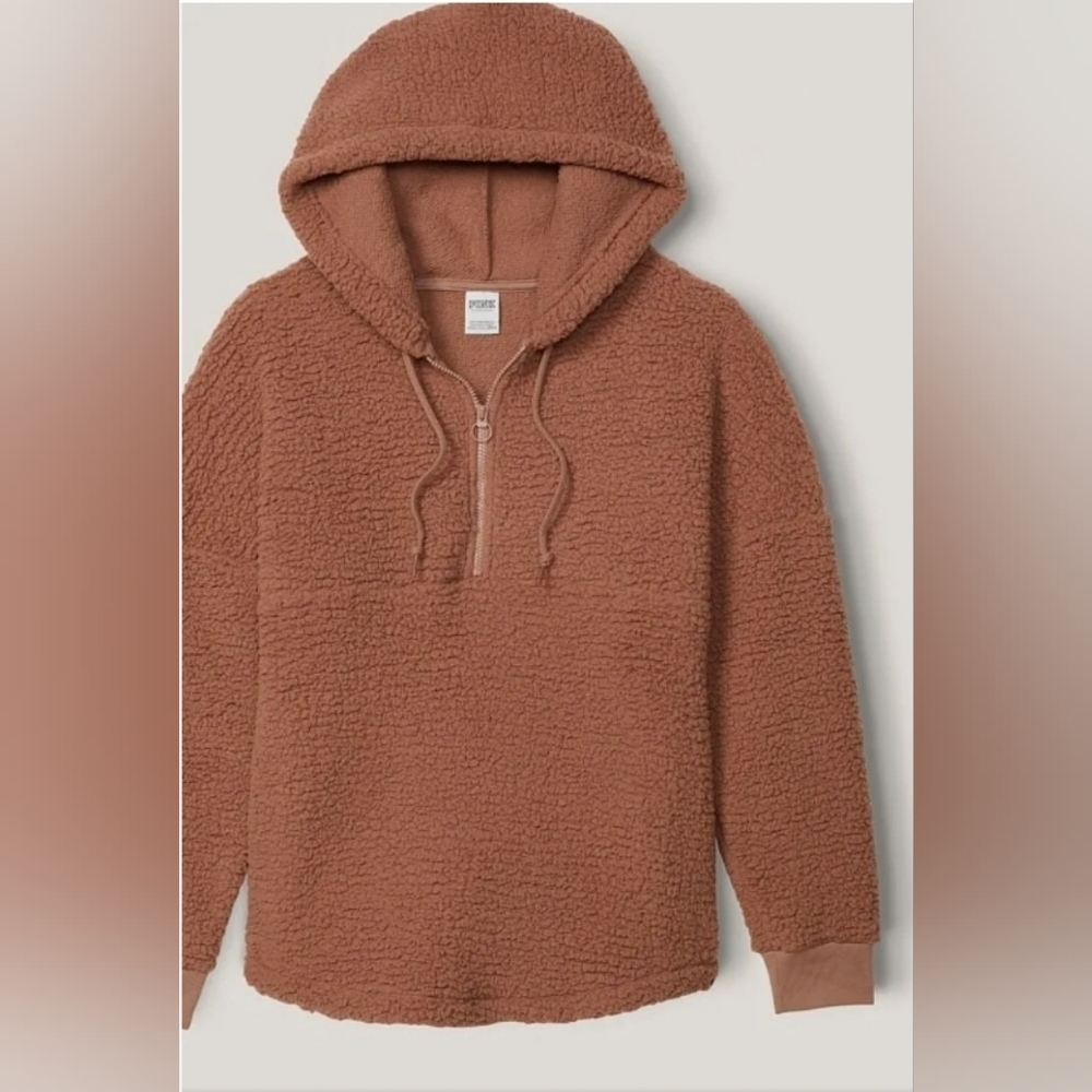 Vs pink large Varsity sherpa half zip pullover